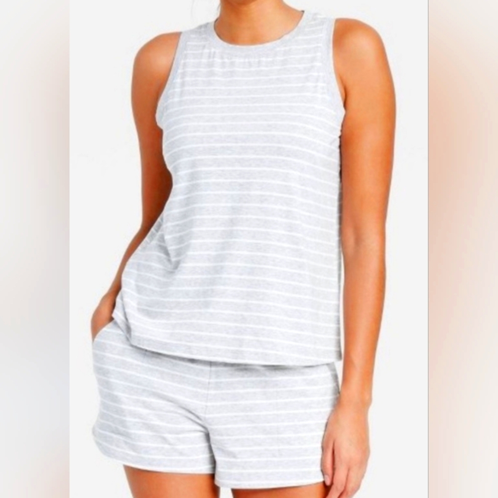 NWOT Stars Above Gray Striped Sleepwear Short Set